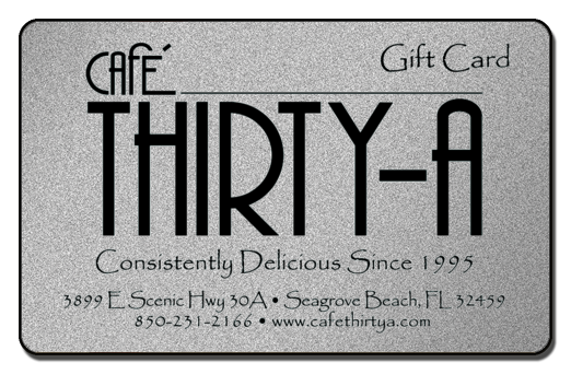 Cafe thirty-a logo in black over silver background